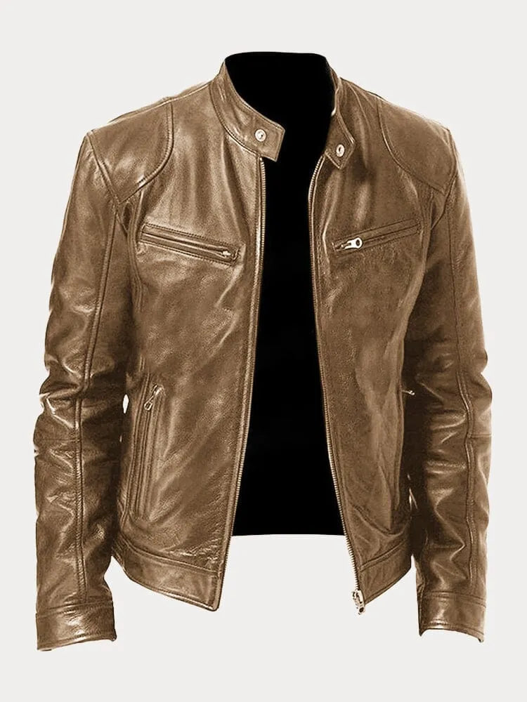 Atze | Leren herenjack met rits in bikerstijl