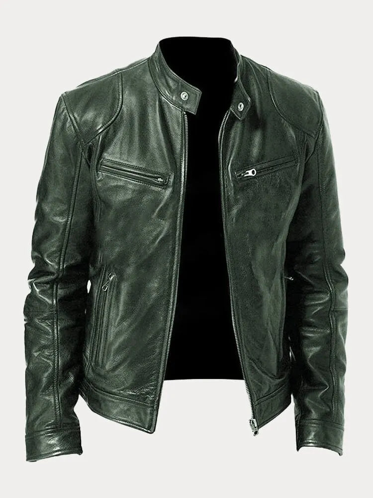 Atze | Leren herenjack met rits in bikerstijl