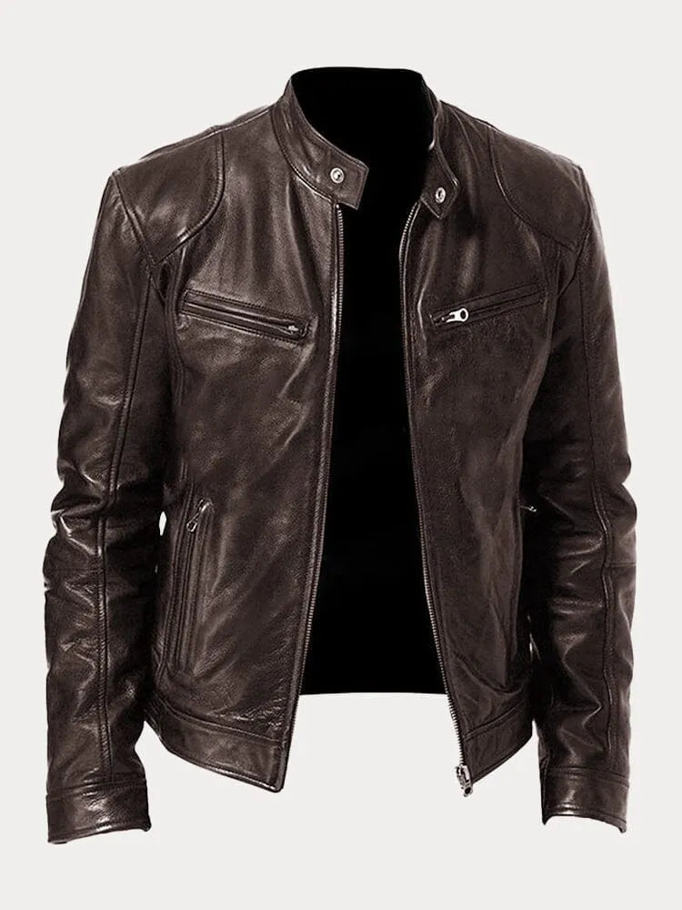 Atze | Leren herenjack met rits in bikerstijl