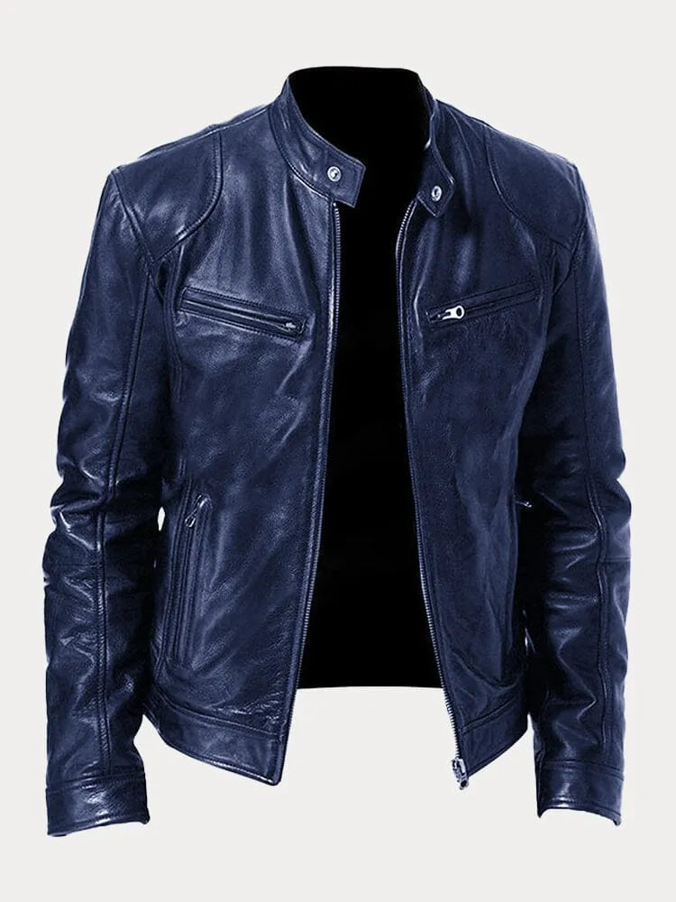 Atze | Leren herenjack met rits in bikerstijl