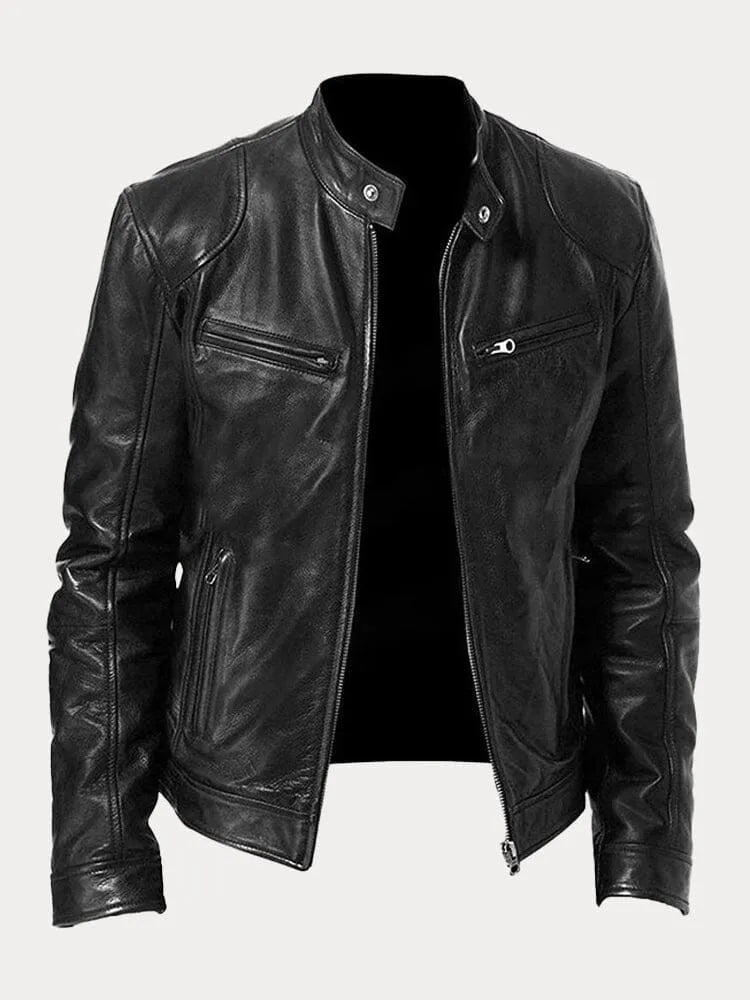 Atze | Leren herenjack met rits in bikerstijl