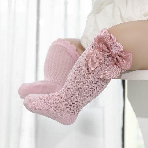 Katoenen babysokken met grote strik
