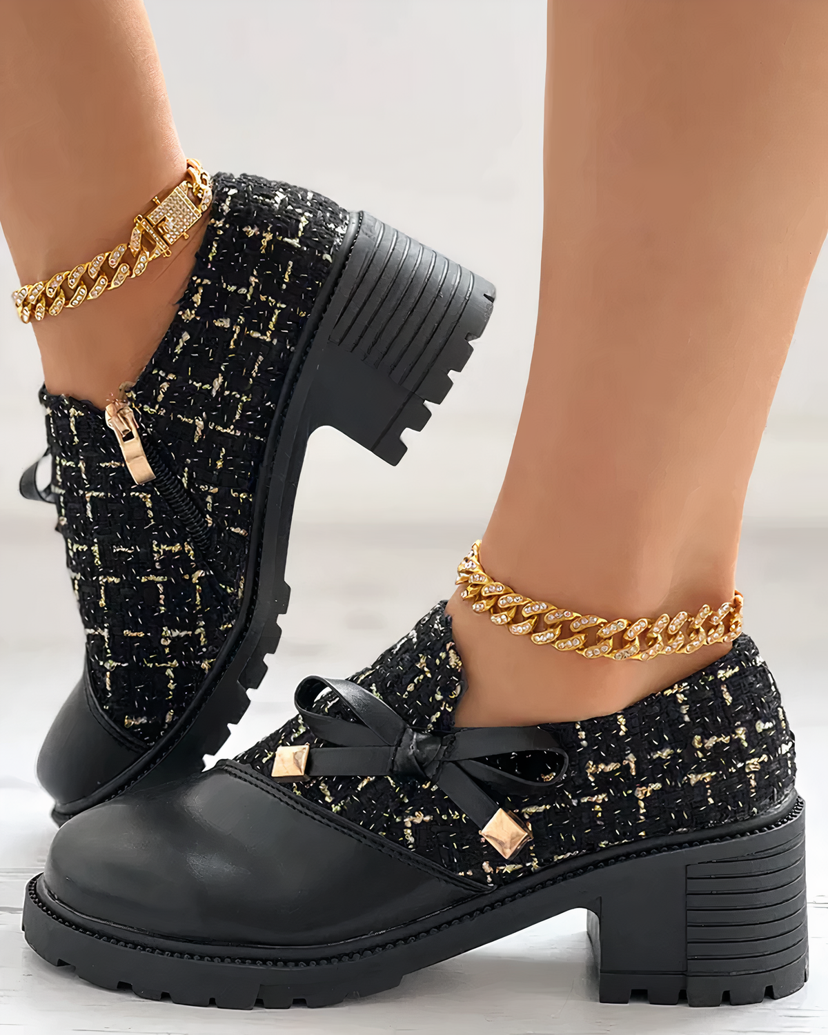 Blokhak schoenen met strikdetails