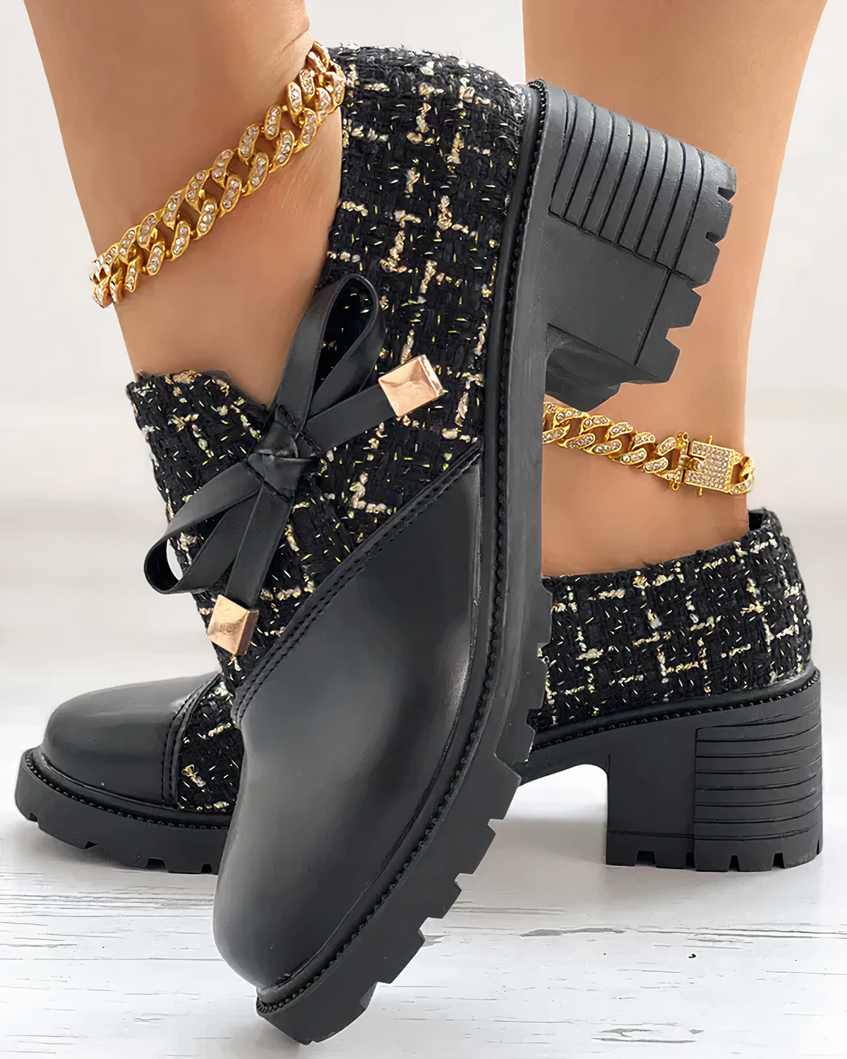 Blokhak schoenen met strikdetails