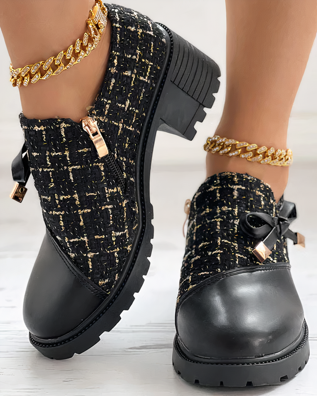 Blokhak schoenen met strikdetails