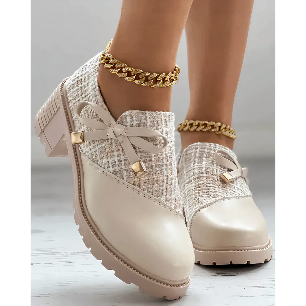 Blokhak schoenen met strikdetails