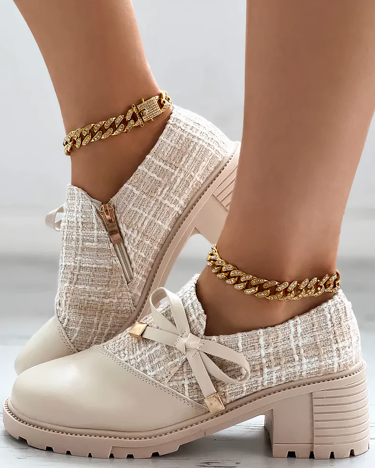 Blokhak schoenen met strikdetails