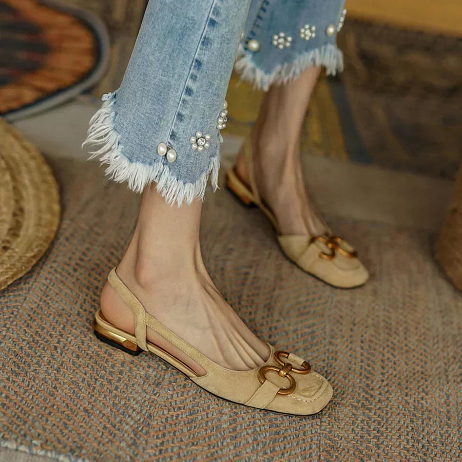 Platte slingbacks met verstelbaar hielbandje