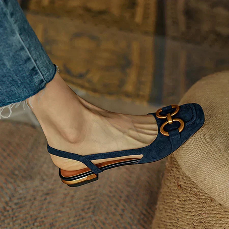 Platte slingbacks met verstelbaar hielbandje