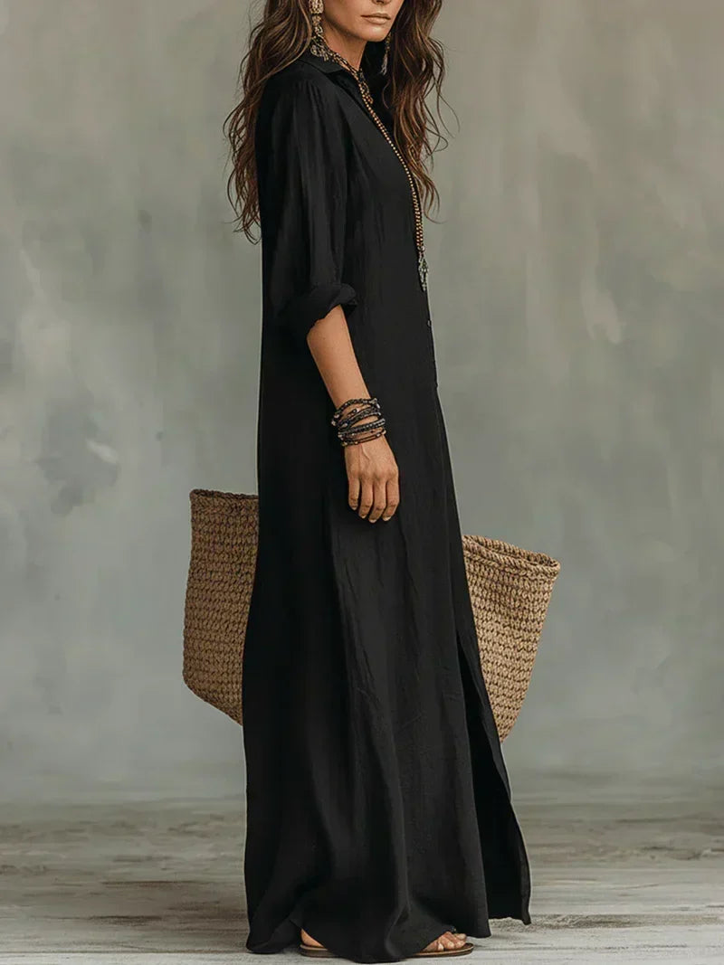 Maxi-jurk met knopen en vloeiend silhouet