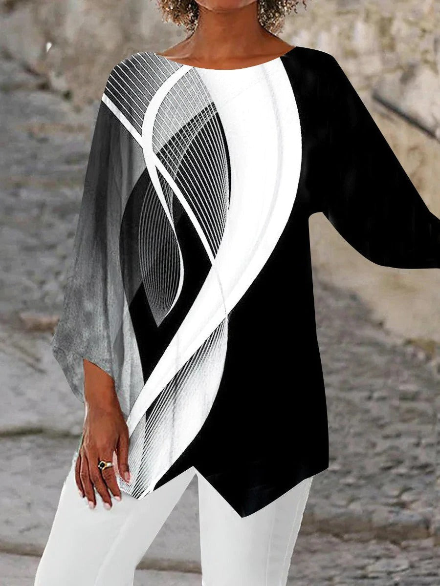 Geometrische tuniek met lange mouwen
