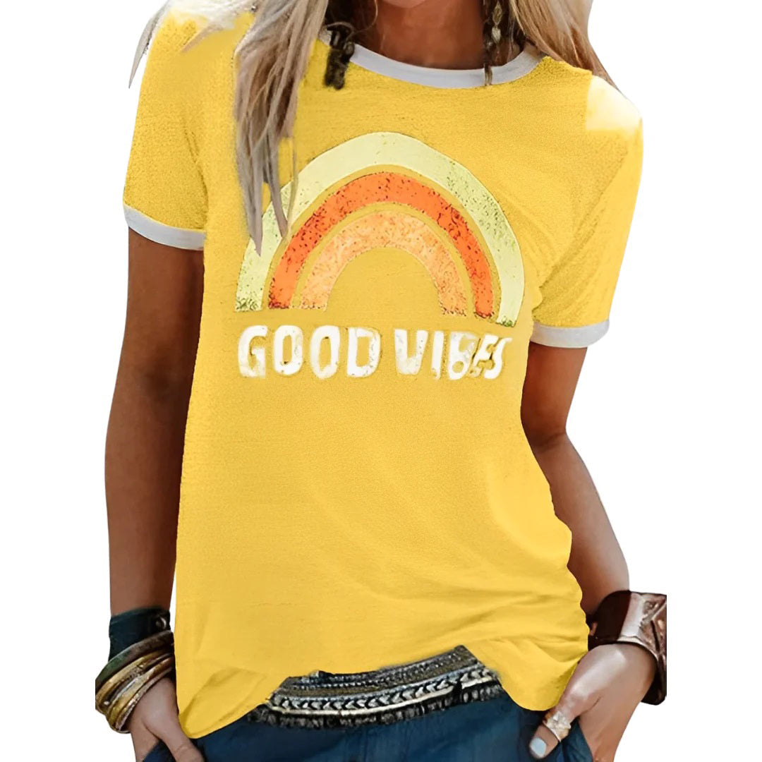 Losvallend T-shirt met kleurrijk grafisch patroon