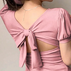 Roze dames top met vierkante halslijn