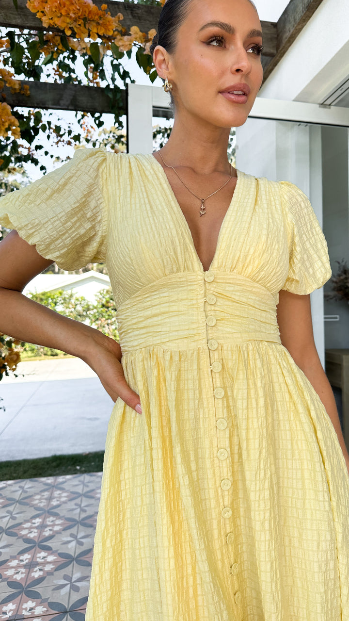 Boho-maxi jurk met V-hals en knopenrij
