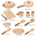 Houten keukenspeelgoed met boomstamlook voor rollenspellen en leerplezier