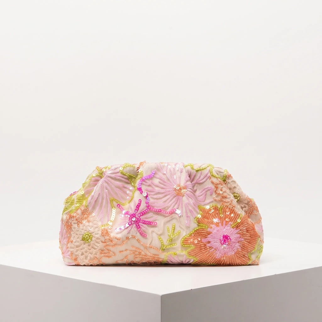 Zachte geborduurde avondclutch voor dames