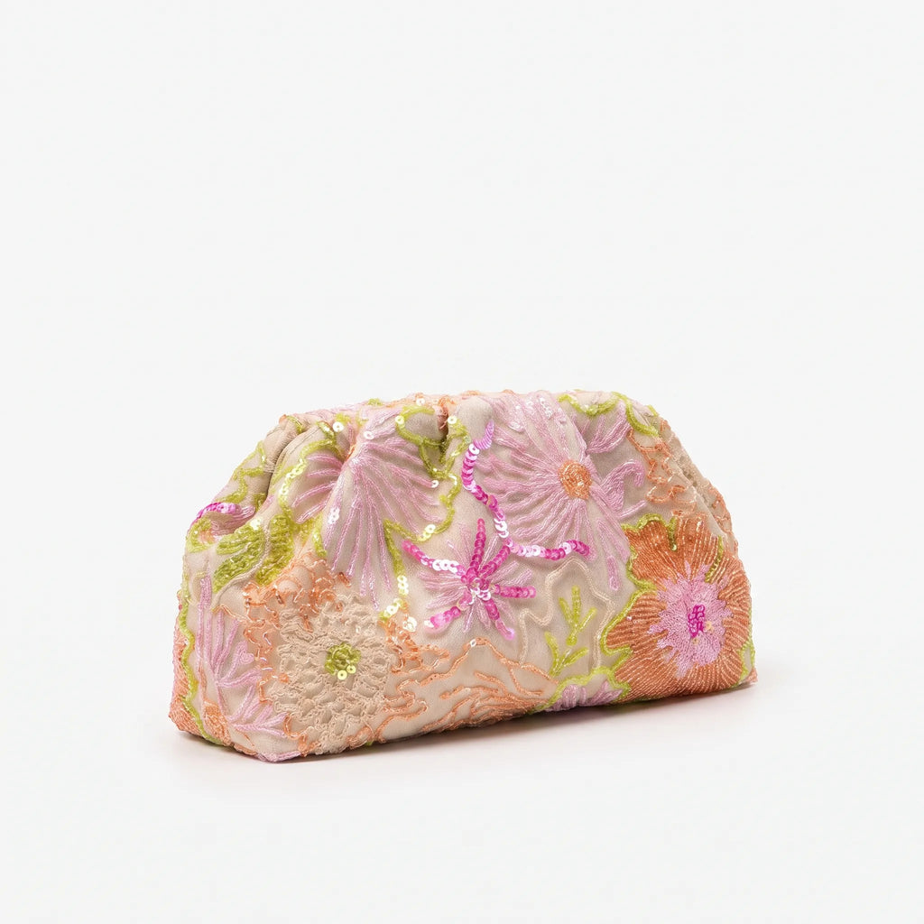 Zachte geborduurde avondclutch voor dames