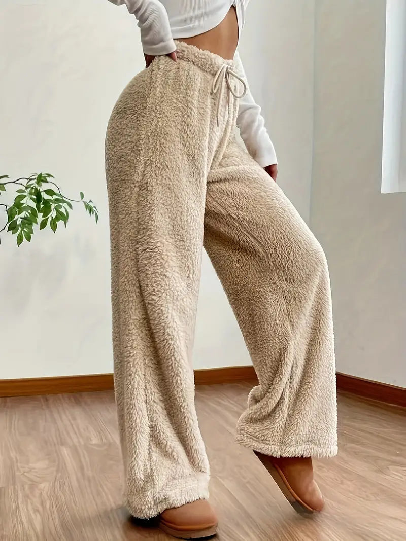 Zachte teddy sherpa loungebroek voor dames