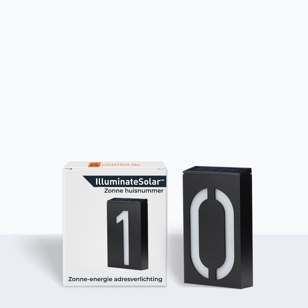 Verlicht huisnummer op zonne-energie