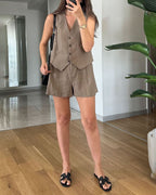 Vintage tweedelige dames zomerset met mouwloze gilet — afbeelding 11