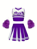 Paarse cheerleader set kind