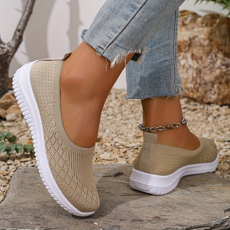 Lichte damesinstapsneakers met rekbaar synthetisch bovenwerk