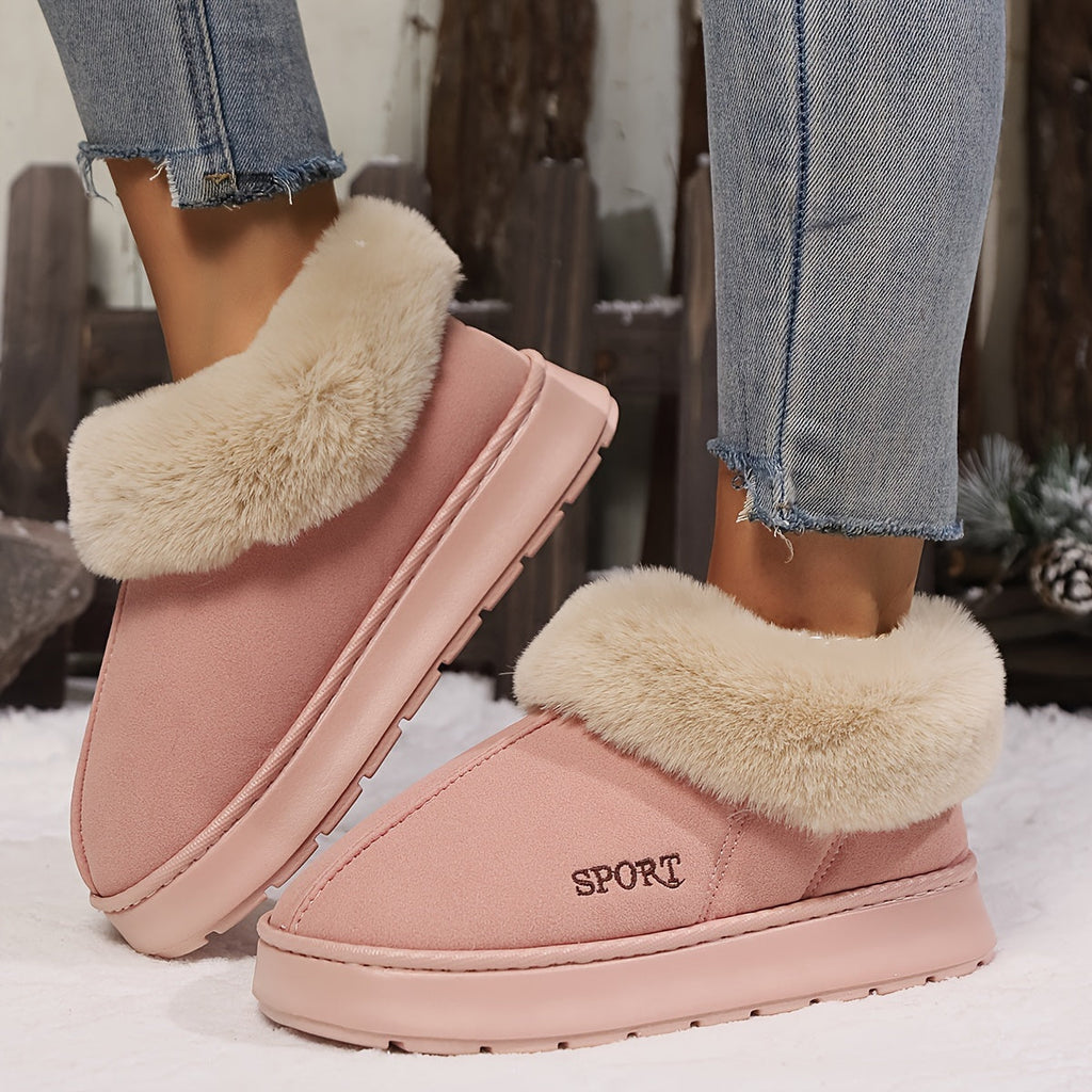 Warme pluche dames pantoffels met antislip zool