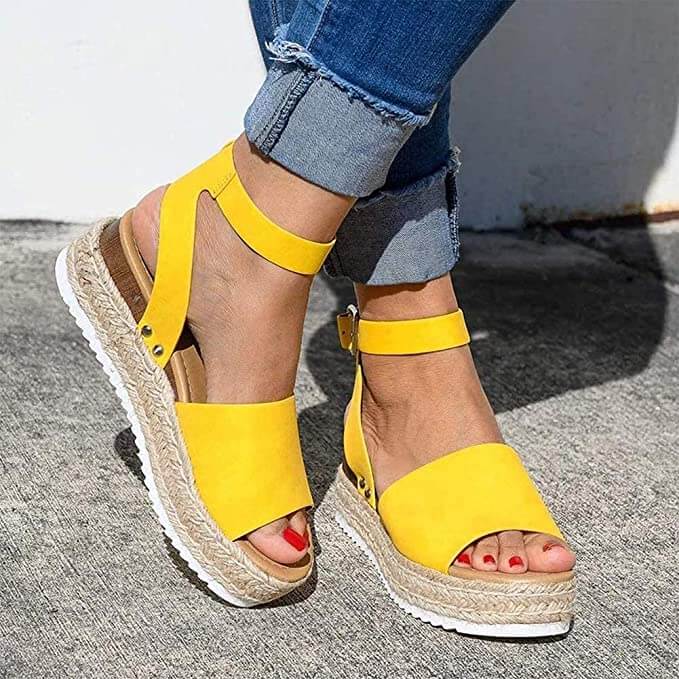 Dames plateau espadrille sandalen met sleehak & bandjes