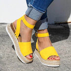 Dames plateau espadrille sandalen met sleehak & bandjes