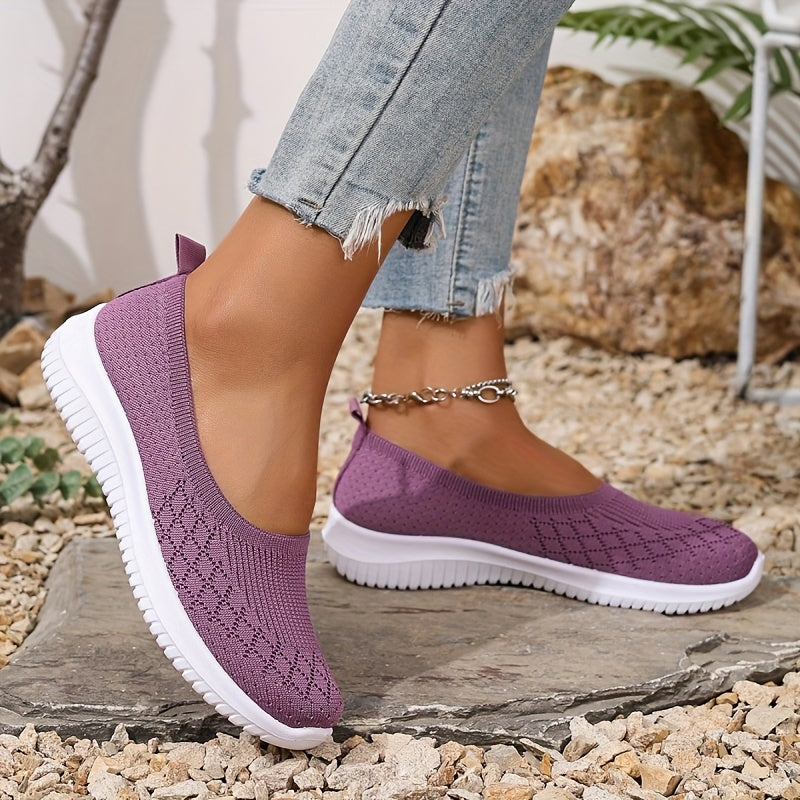 Lichte damesinstapsneakers met rekbaar synthetisch bovenwerk