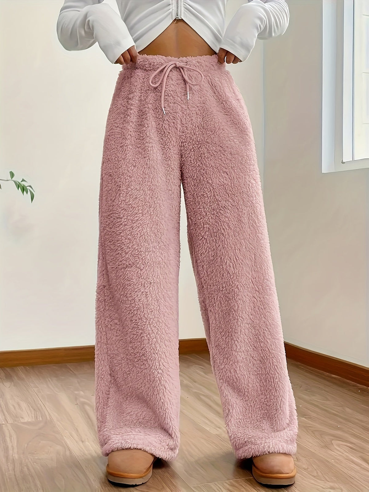 Zachte teddy sherpa loungebroek voor dames