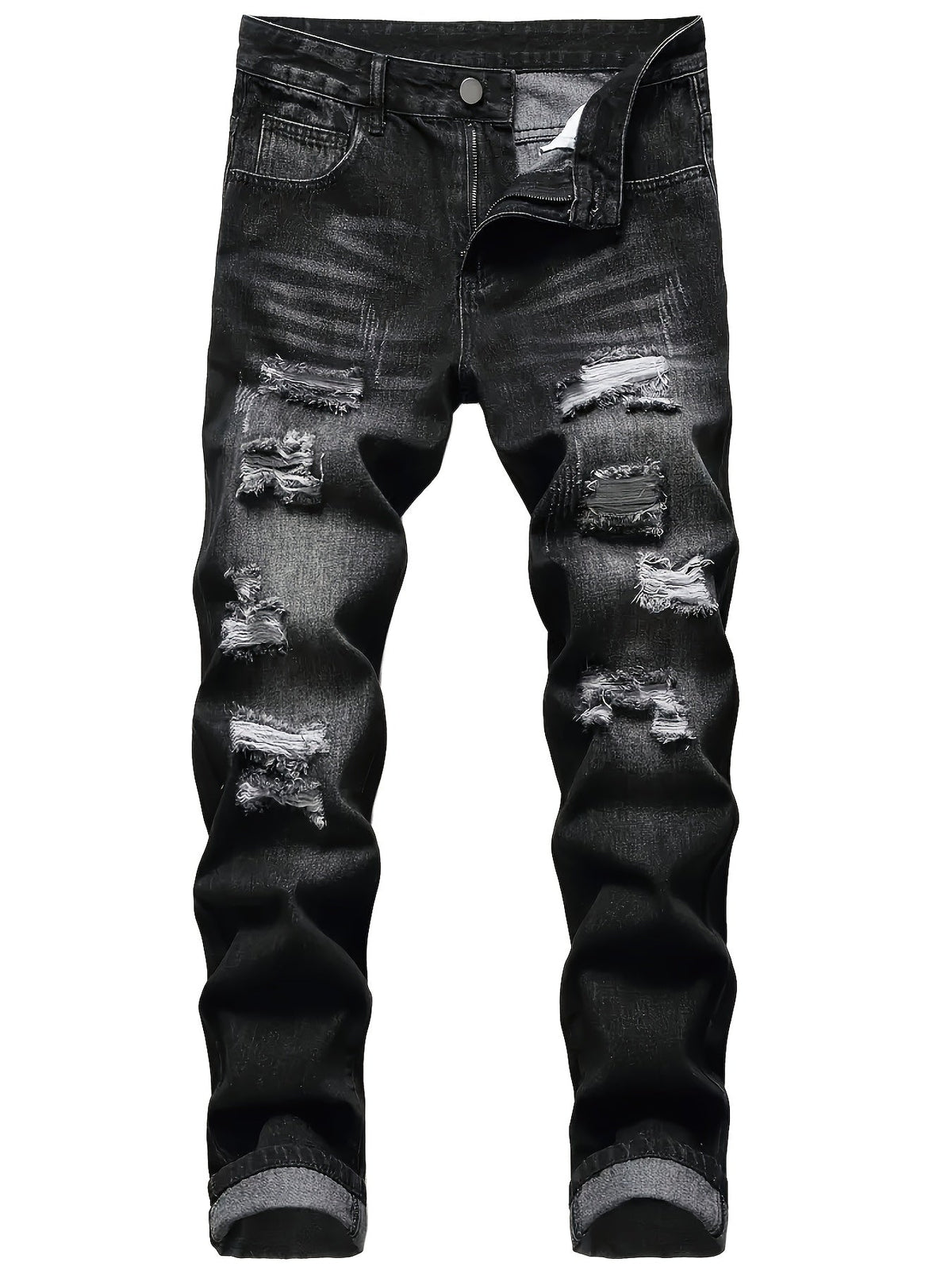 Rechte jeans met verwassen details