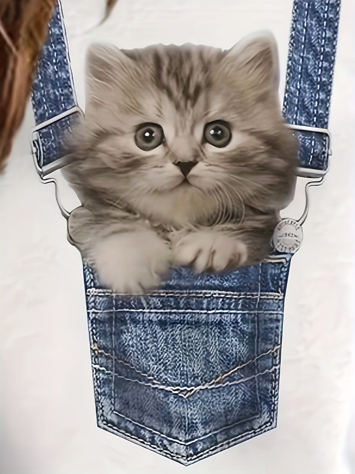 T-shirt met kattenprint en trendy kleurblokdetails