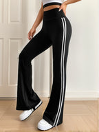Gestreepte dames flared broek met hoge taille