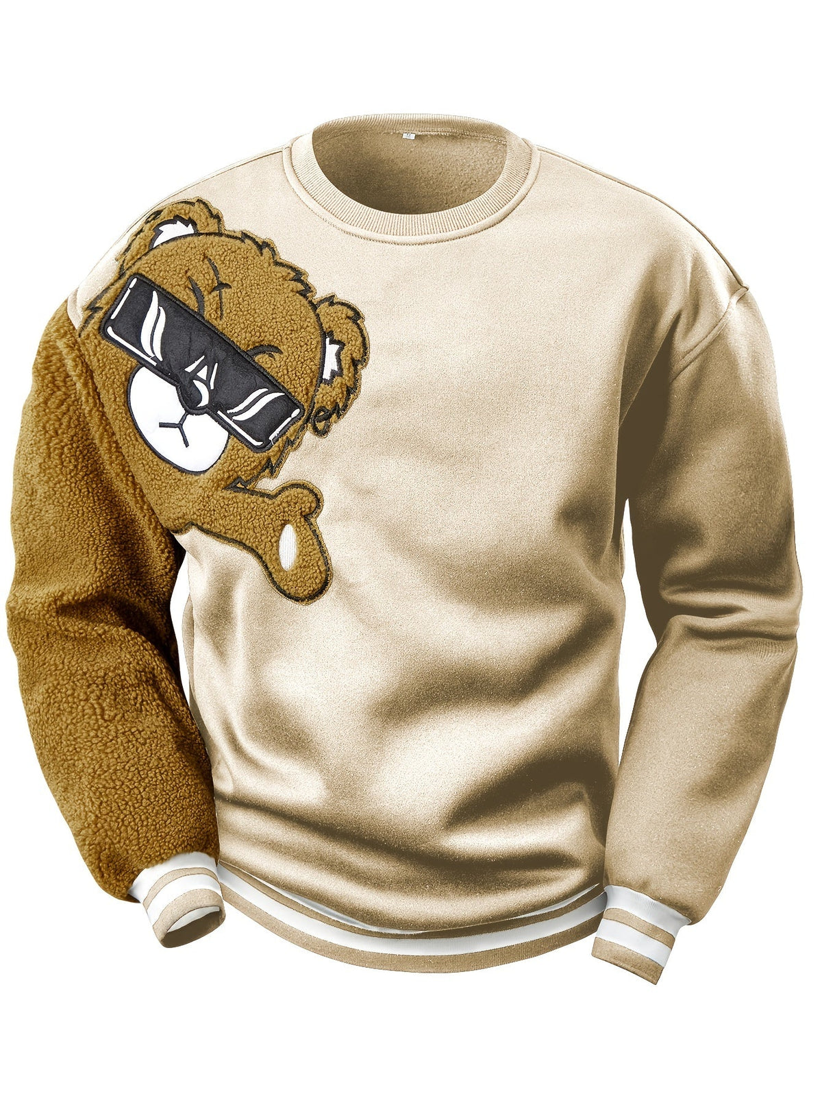 Heren sweatshirt met geborduurde cartoonbeer
