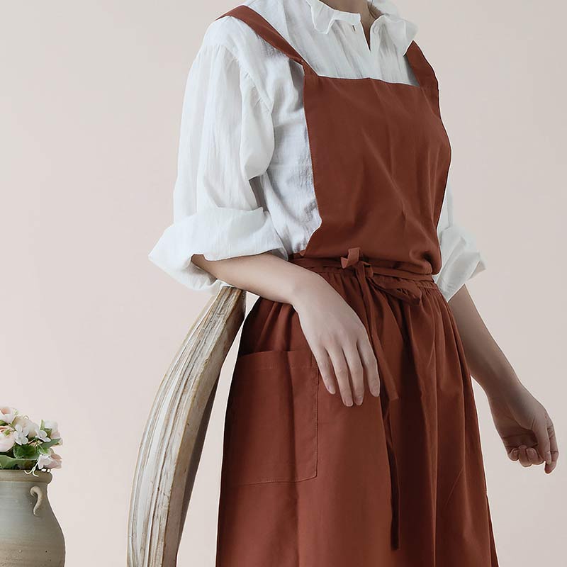 Katoenen schort met handige zakken