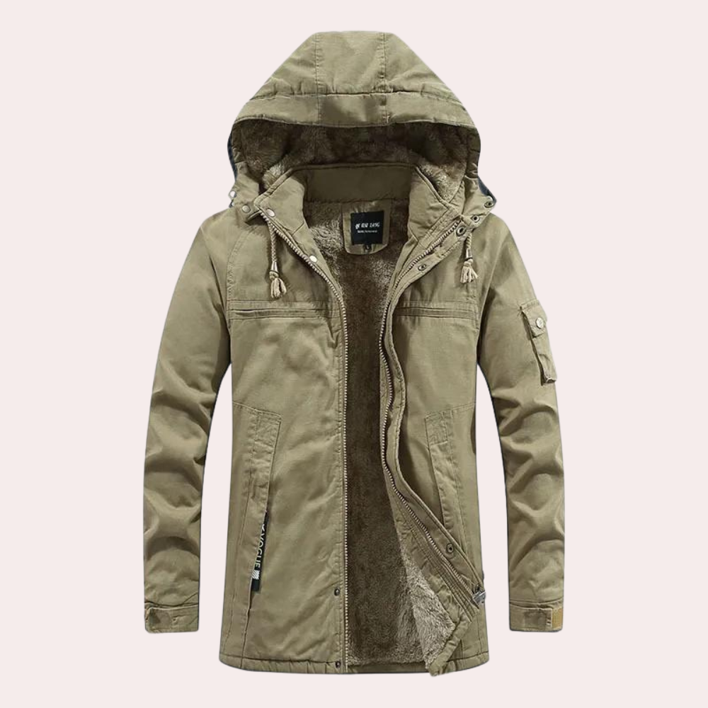 Gevoerde heren winterjas met warme capuchon