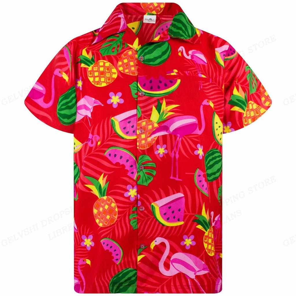 Tropisch 3D flamingo overhemd