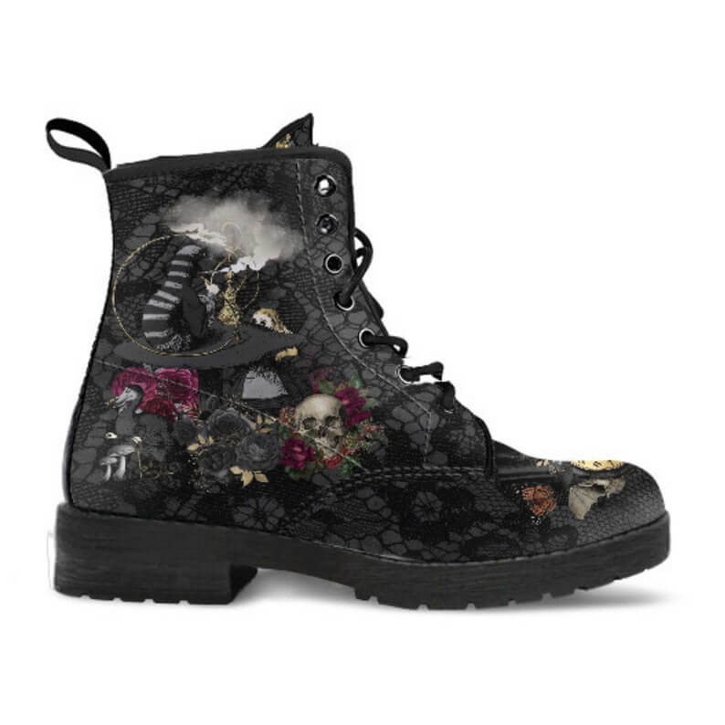 Winterschoenen met bloemen- en schedelmotief