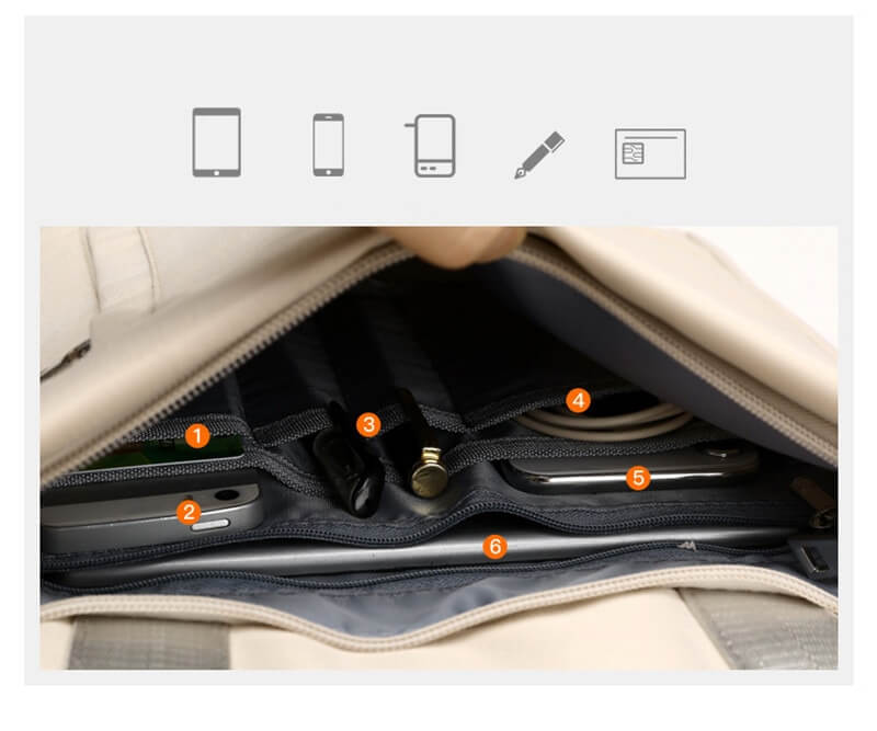 Rugzak met verborgen ritsen en USB-aansluiting