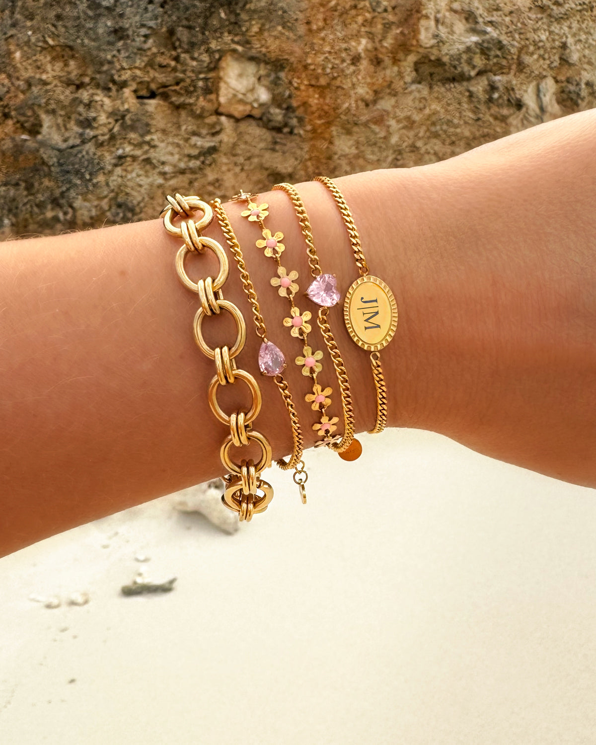 Geboortesteenarmband met hartvorm