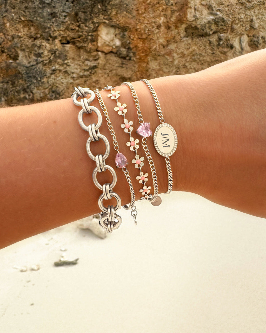 Geboortesteenarmband met hartvorm