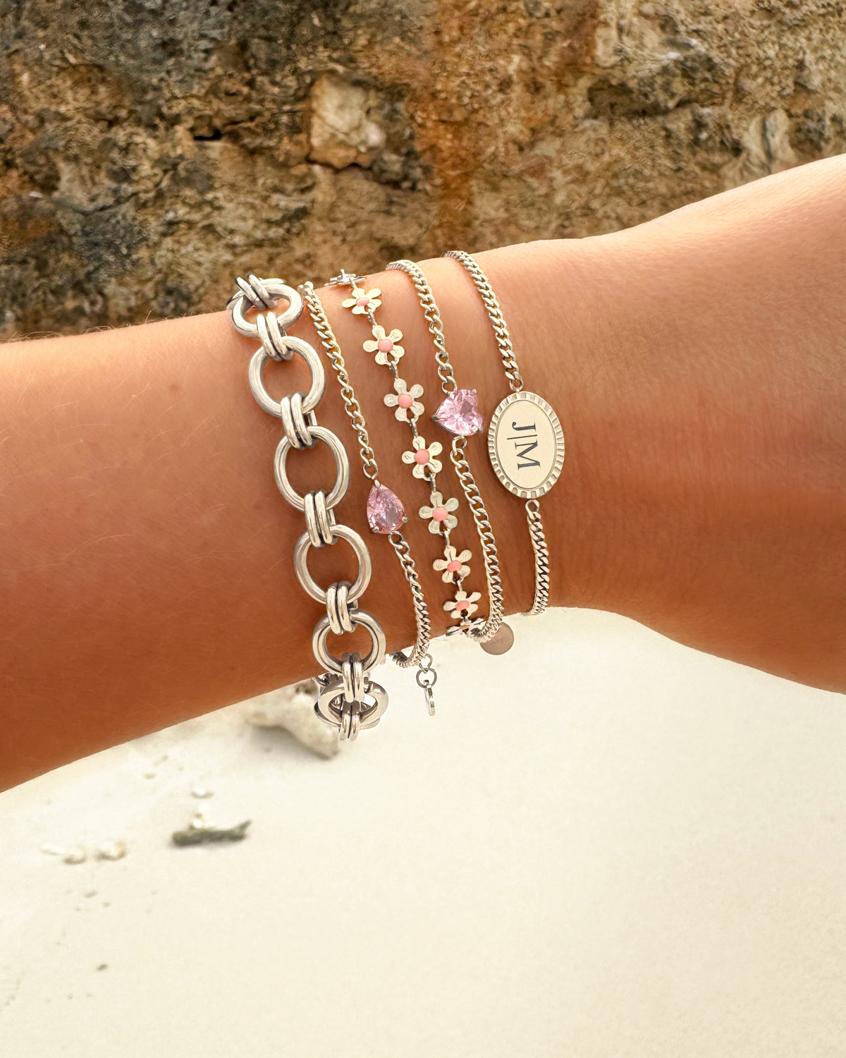 Geboortesteenarmband met hartvorm