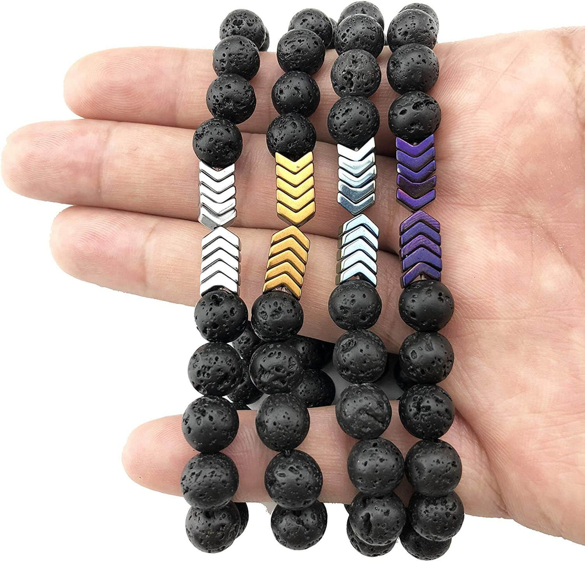Lavasteenarmband met pijlmotief