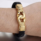 Azteek gevlochten leren armband