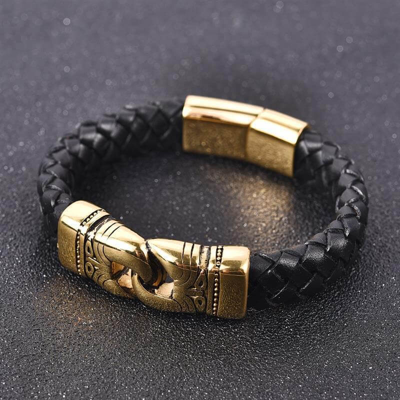 Azteek gevlochten leren armband