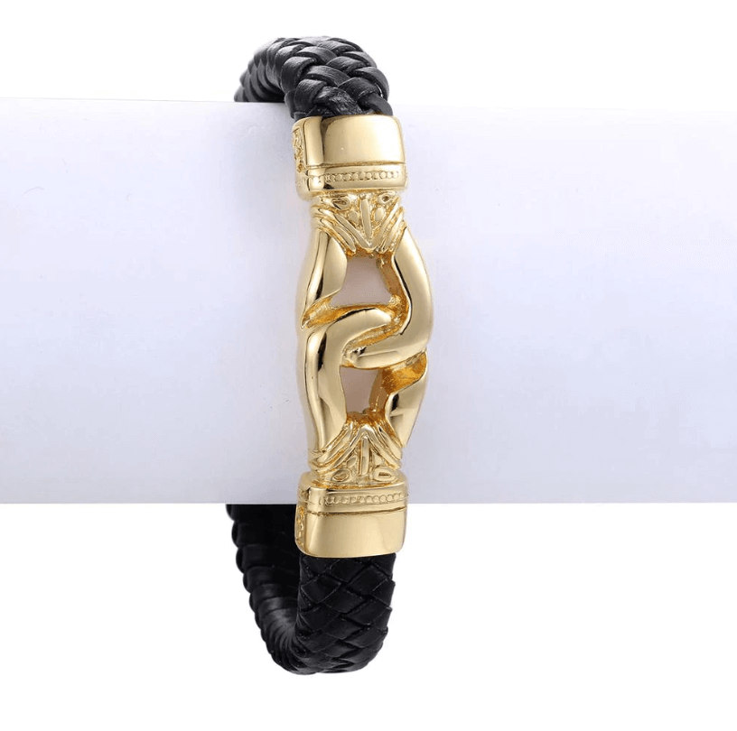 Azteek gevlochten leren armband