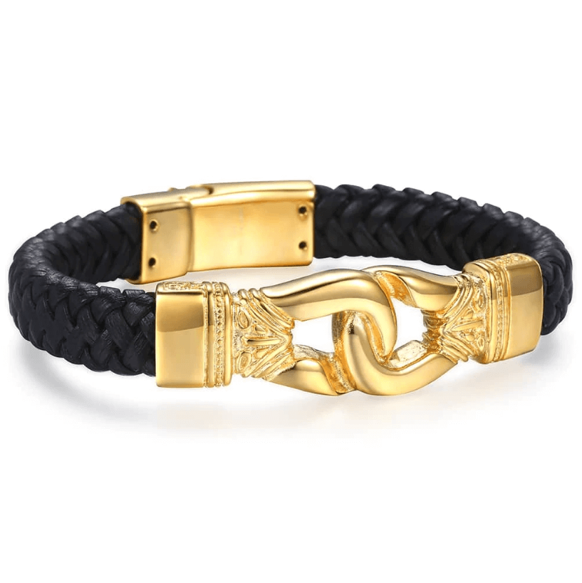 Azteek gevlochten leren armband