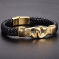 Azteek gevlochten leren armband