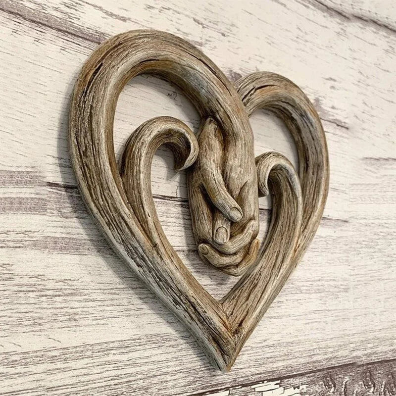 Houten hart wanddecoratie